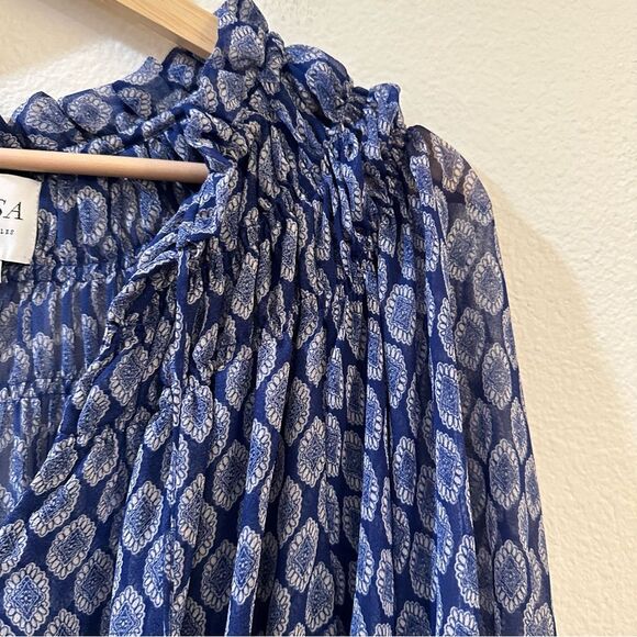 Misa Los Angeles Almaha Blouson Minidress Size S Majorelle Lapis Tile - Picture 10 of 16